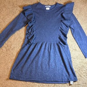 Zara Knitwear Winter Fancy Collection‎ Blue Ruffled Long Sleeve Women’s Size 10